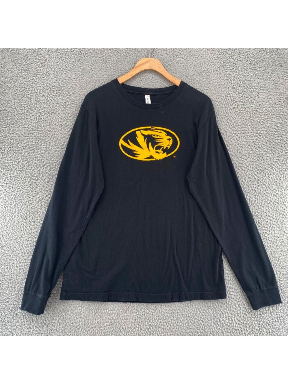 Mizzou Shirt Womens Large Black MU Tigers Long Sleeve Bella Canvas Airlume Knit